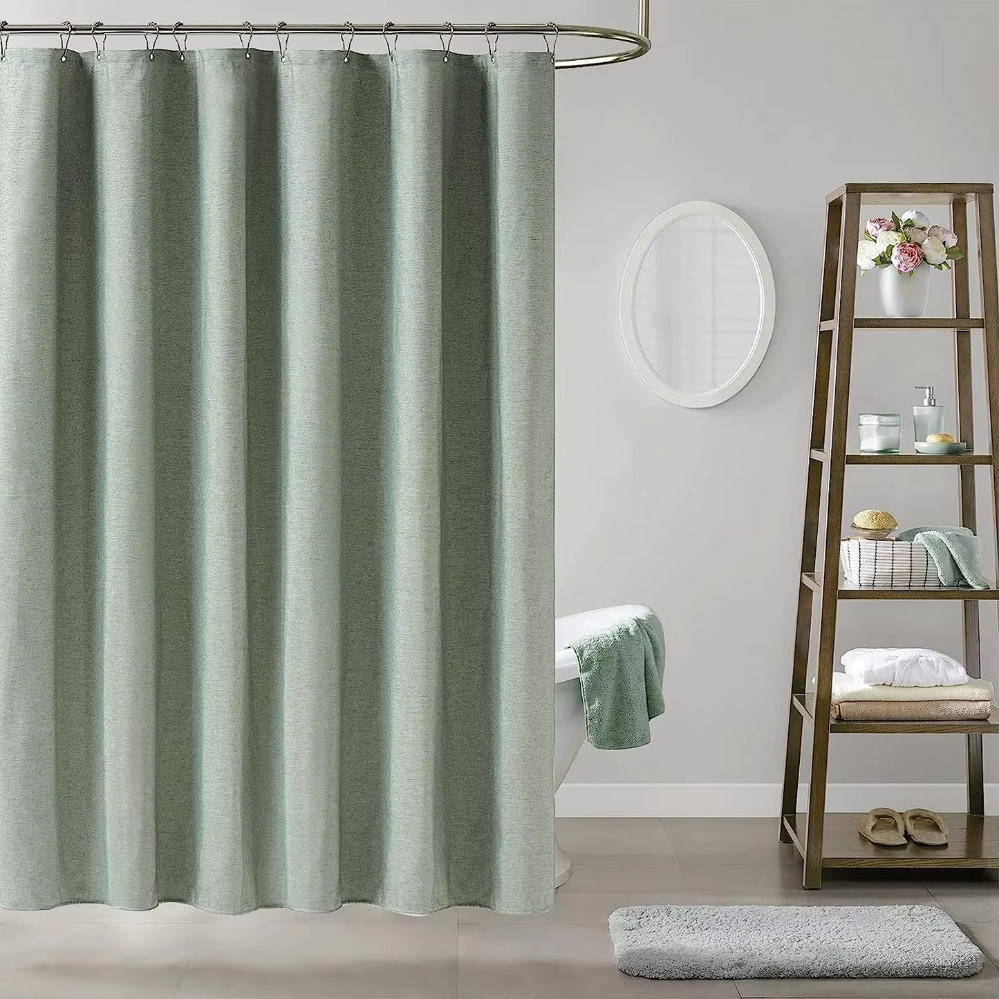 Premium Water Resistant Bathroom Curtain with Metal Rings
