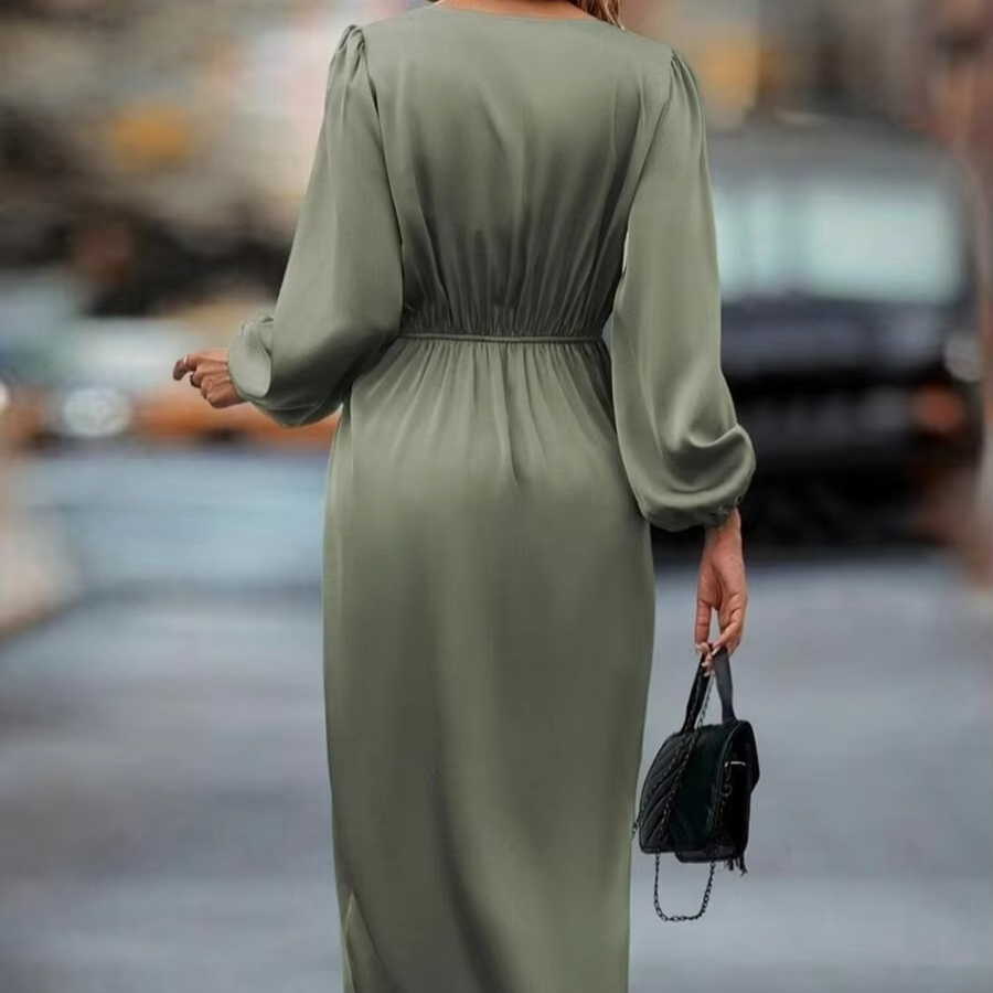 Classic Fall Women's Crew Neck Sweater Dress