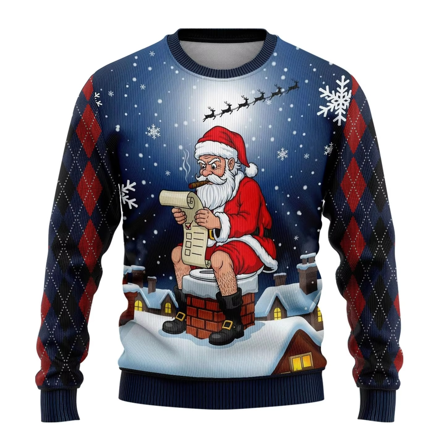 Fun Reindeer Festive Holiday Sweatshirt for Men Women