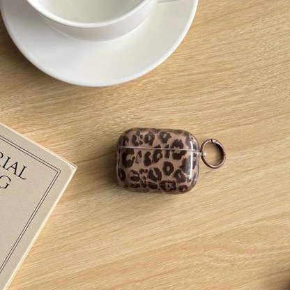 Fall Vintage Leopard Clear Brown AirPods Case Cover