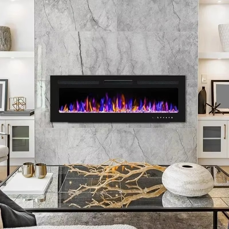 Contemporary LED Fireplace with Color Changing Flames and Remote