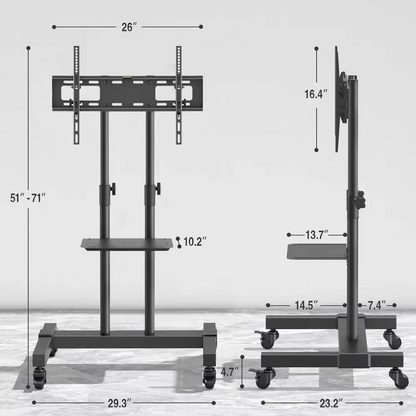 Portable TV Cart with Adjustable Mount for 32-80 Inch Screens