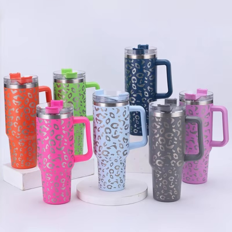 Colorful Patterned Stainless Steel Tumbler 40oz with Lid - Hehif