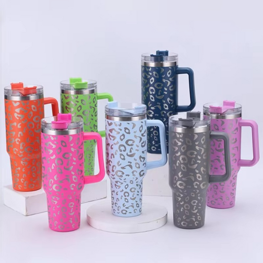 Colorful Patterned Stainless Steel Tumbler 40oz with Lid - Hehif