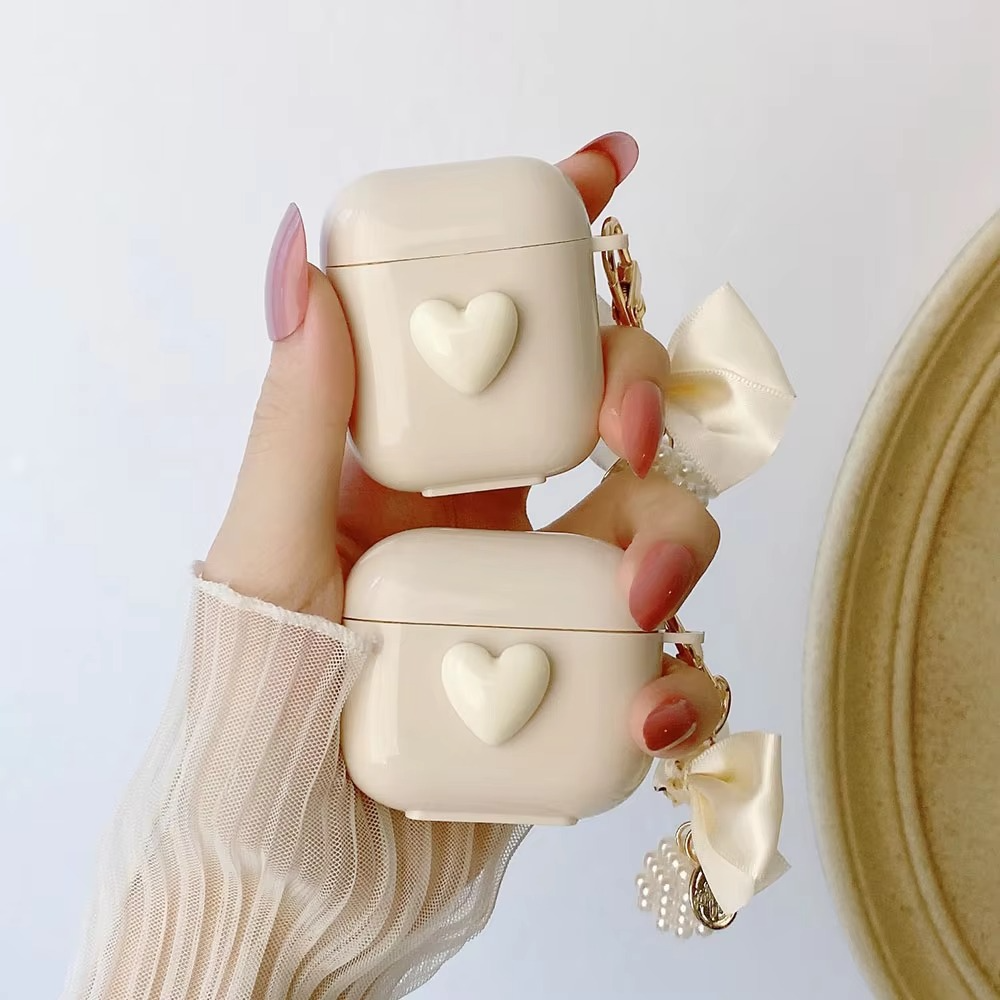 Decorative Pearl AirPods Case with Bow Charm - Hehif