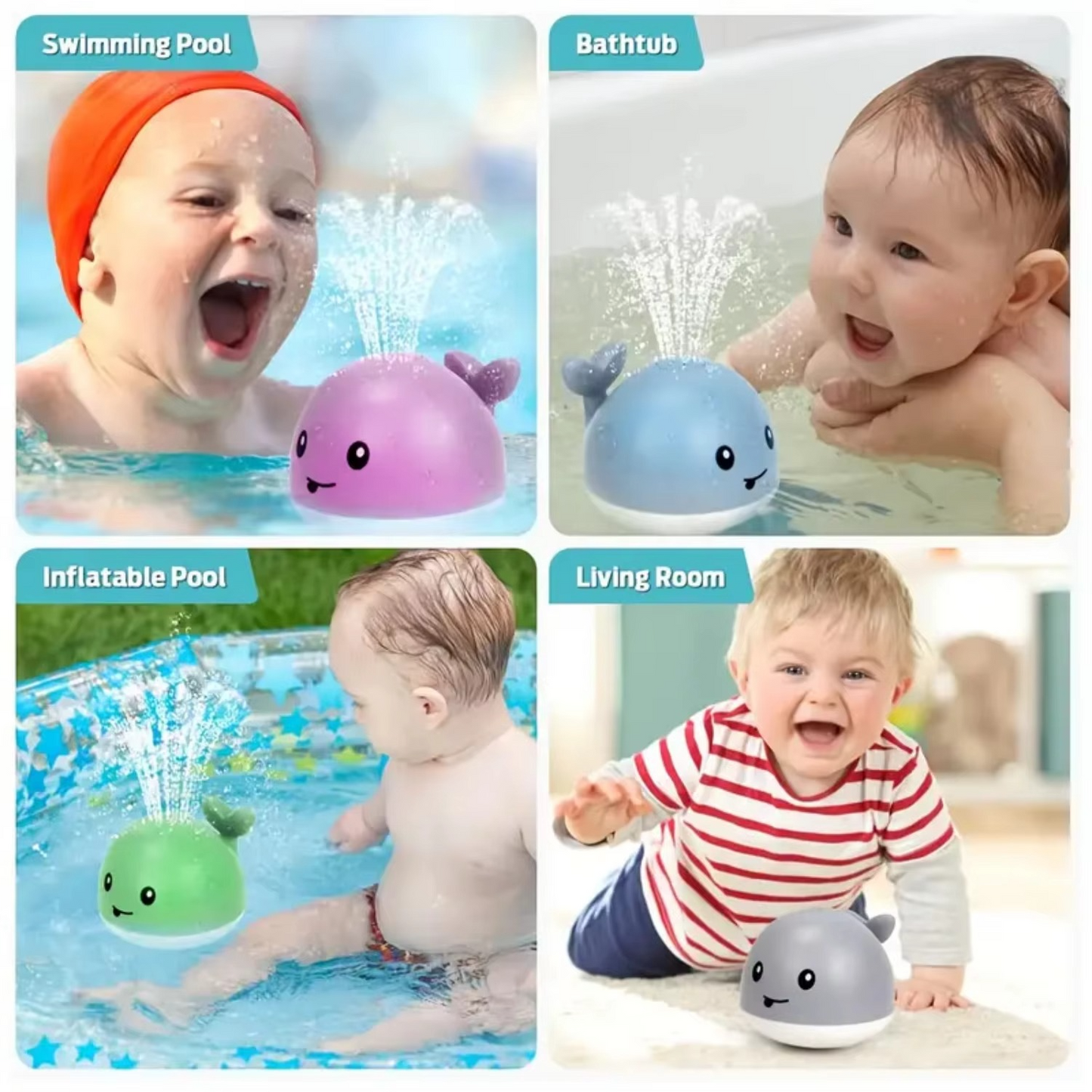Fun Splash Whale Bath Toy With LED Lights