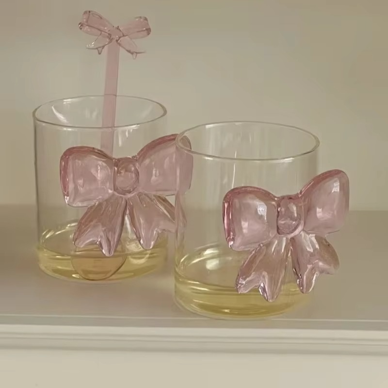 Delicate Rose Colored Glass Mug with Handle