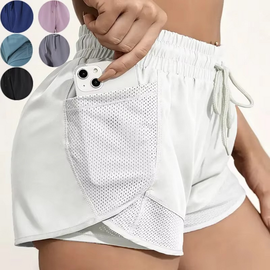 Women's Athletic Fitness Running Shorts with Elastic Waist - Hehif