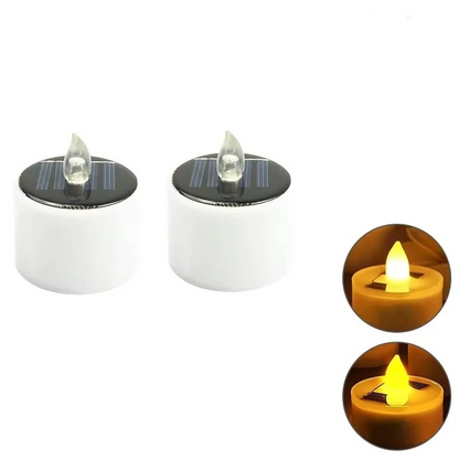 Outdoor Solar LED Candle Lights, Waterproof Rechargeable Decor