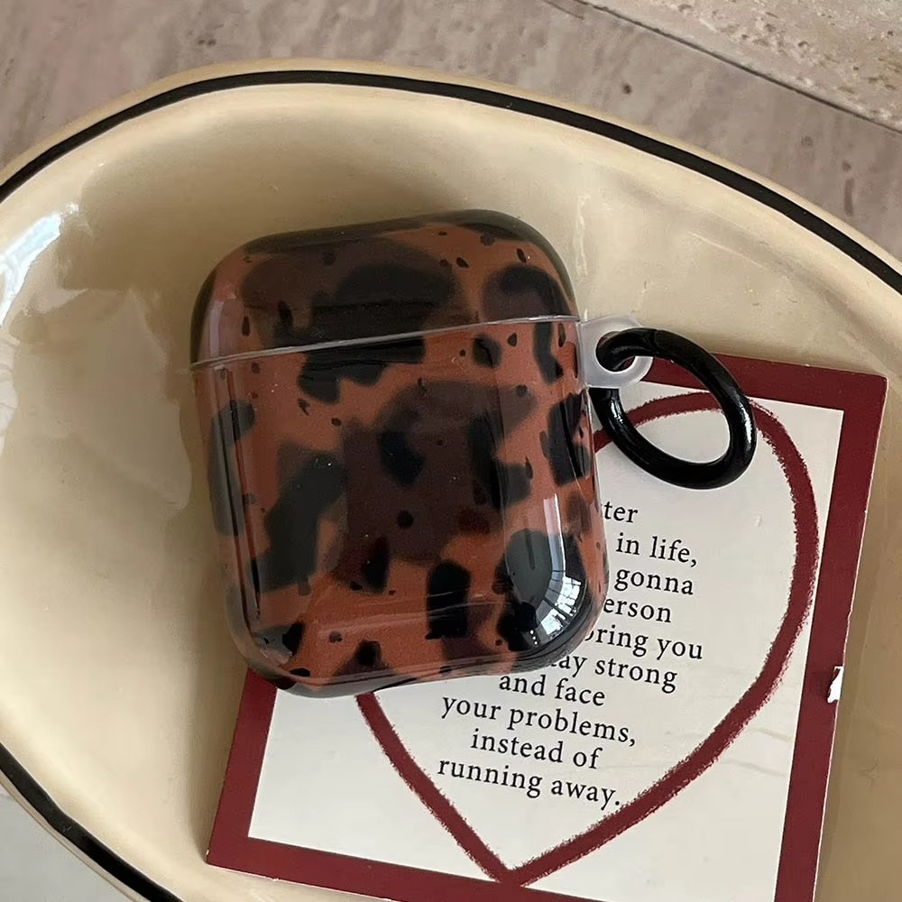 Vintage Animal Pattern AirPods Keychain Holder