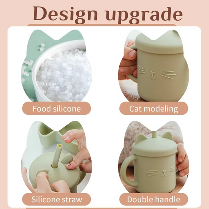 Cute Baby Silicone Sippy Cup with Easy Grip Handles
