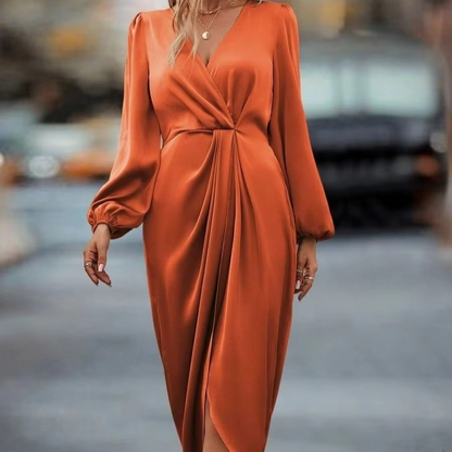 Classic Fall Women's Crew Neck Sweater Dress - Hehif