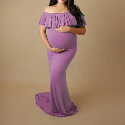 Beautiful Pregnancy Maxi Dress with Lace Trim