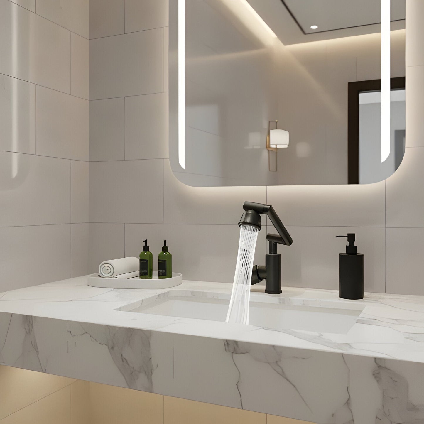 Rotating Kitchen Faucet with Spray and Bubble Function