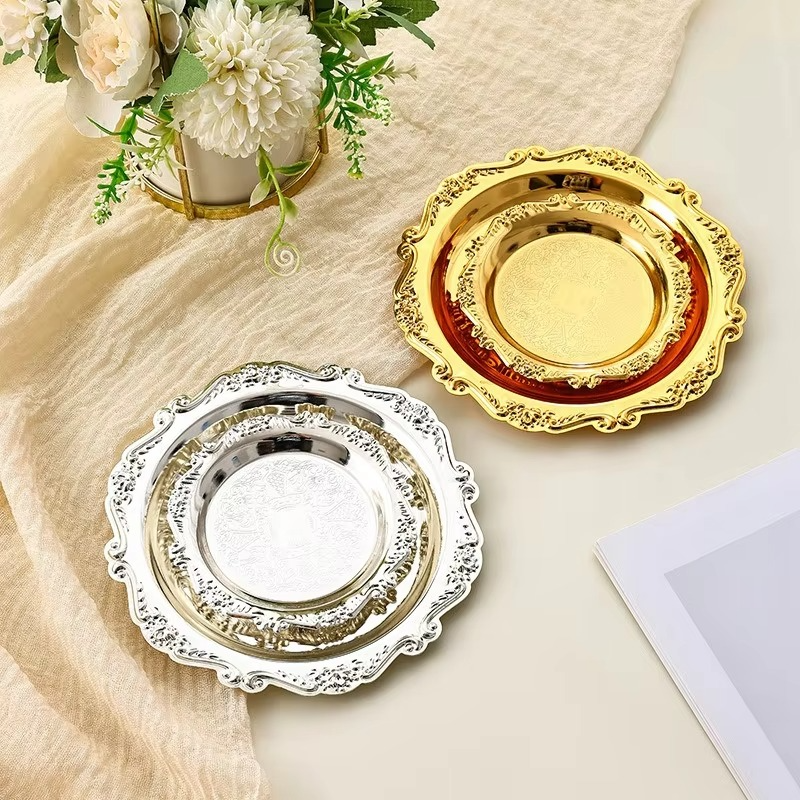 Elegant Metal Serving Tray for Cake and Dessert Display - Hehif