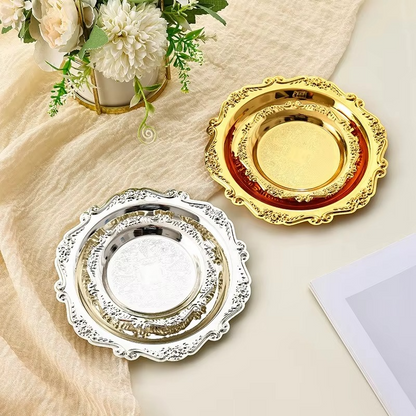 Elegant Metal Serving Tray for Cake and Dessert Display - Hehif