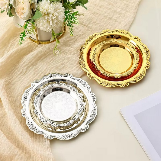 Elegant Metal Serving Tray for Cake and Dessert Display - Hehif