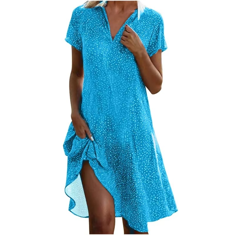 Chic Spot Print Knee Length Dress for Ladies