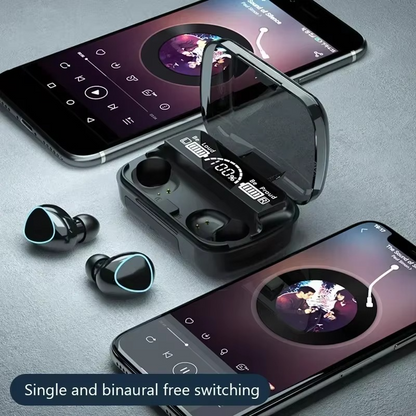 Wireless Bluetooth Earbuds with LED Screen, Stereo Sound
