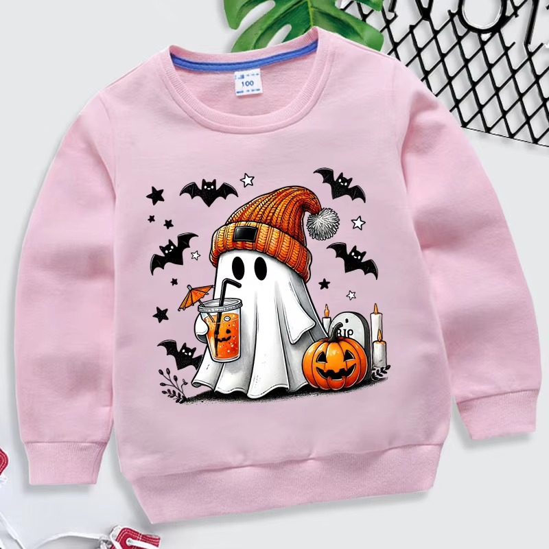 Spooky Fun Kids Halloween Sweatshirt with Ghost Design