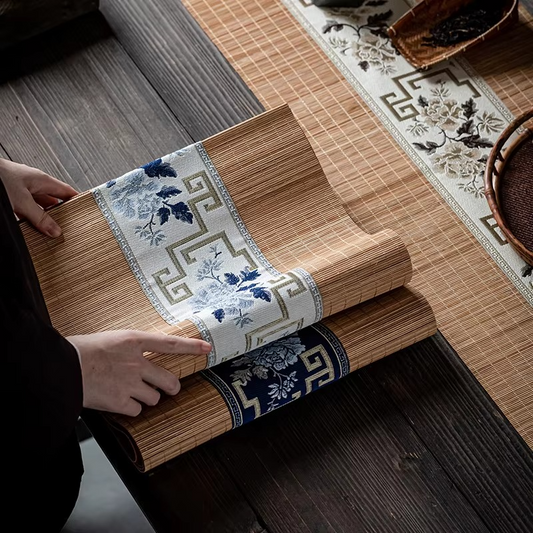 Natural Floral Bamboo Table Runner - Hehif