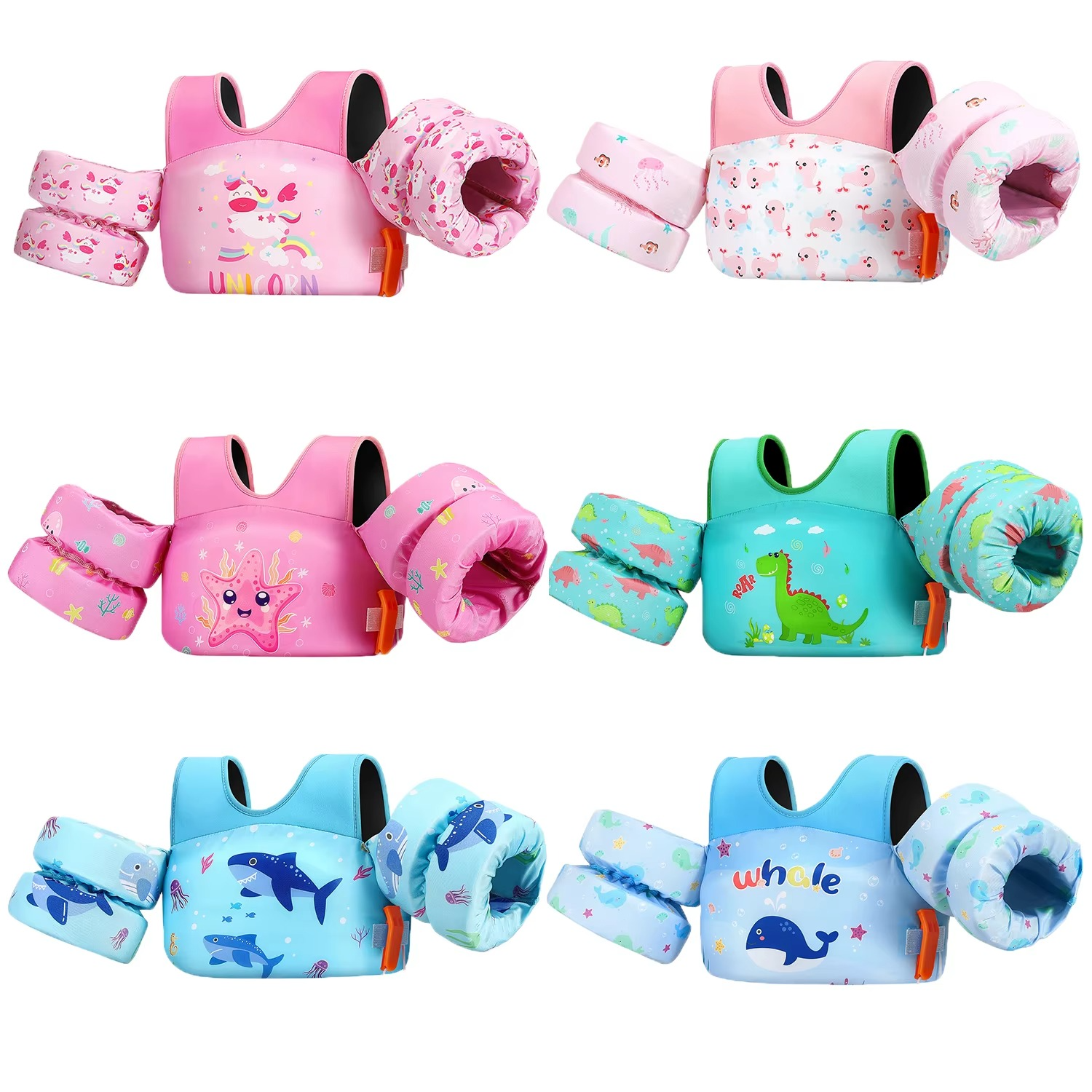 Childrens Swim Vest with Floaties and Safety Whistle - Hehif