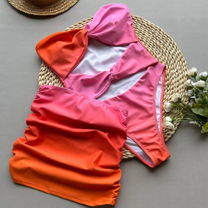 Sensual High Waist Bikini Set with Ruffled Swim Skirt
