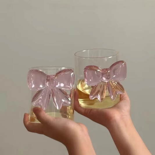 Delicate Rose Colored Glass Mug with Handle - Hehif