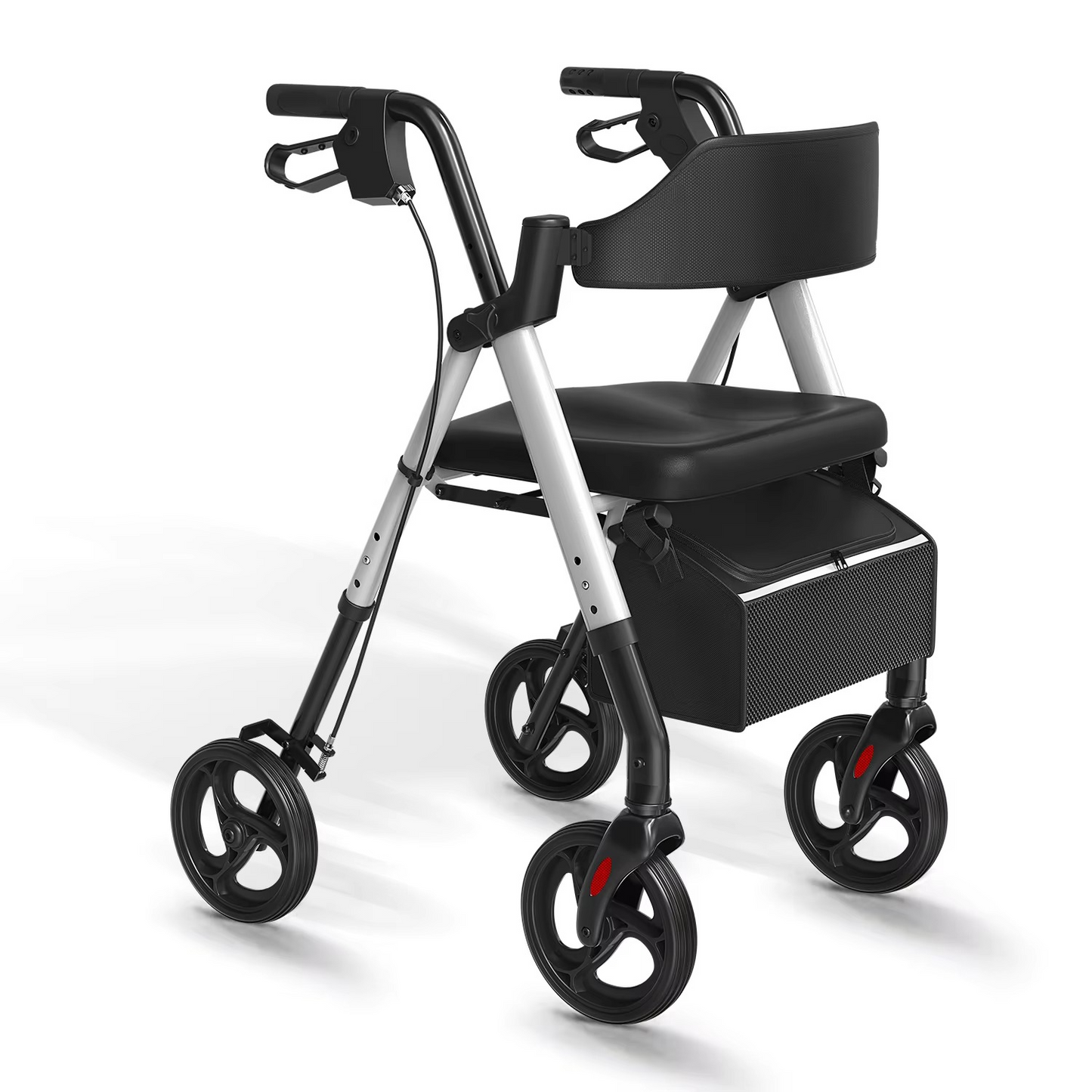 Compact Folding Walker with Seat and Large Wheels - Hehif