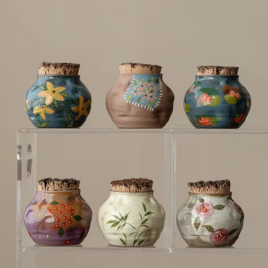 Decorative Floral Ceramic Tea Storage Box - Hehif