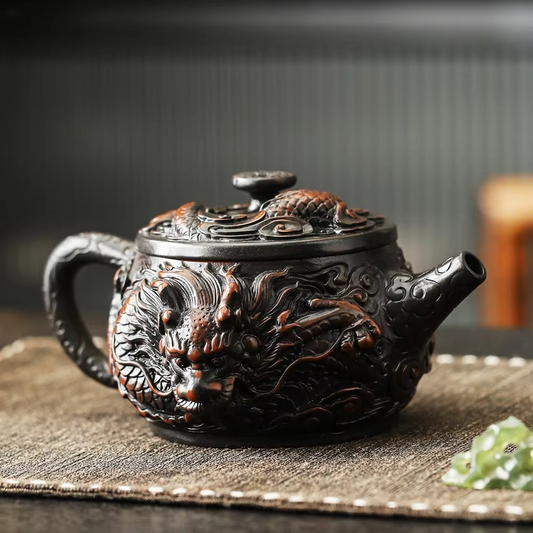 Colorful Ceramic Dragon Tea Infuser Pot - Hehif