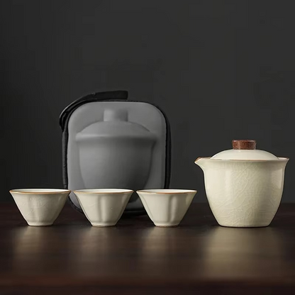 Compact Ceramic Tea Set for Home and Travel