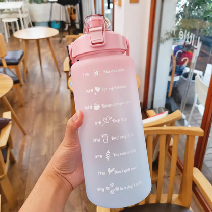 Big 68oz Insulated Water Bottle with Lid and Measurement Markings