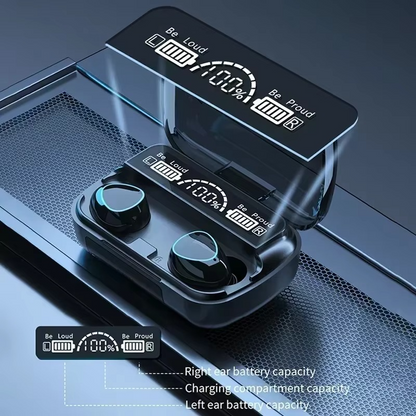 Wireless Bluetooth Earbuds with LED Screen, Stereo Sound