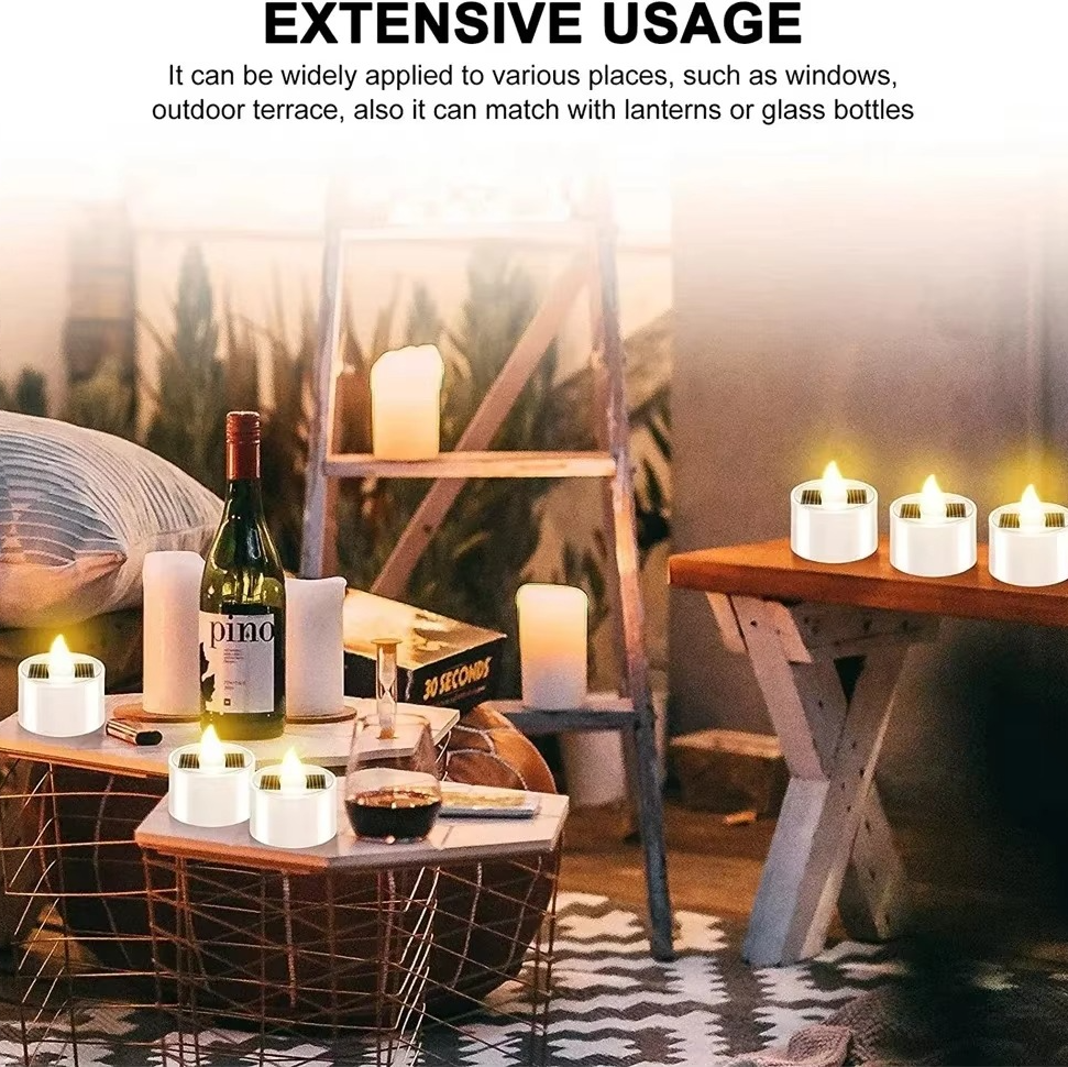 Outdoor Solar LED Candle Lights, Waterproof Rechargeable Decor