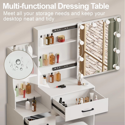 Luxury Wooden Dressing Table with Mirror and LED Lights