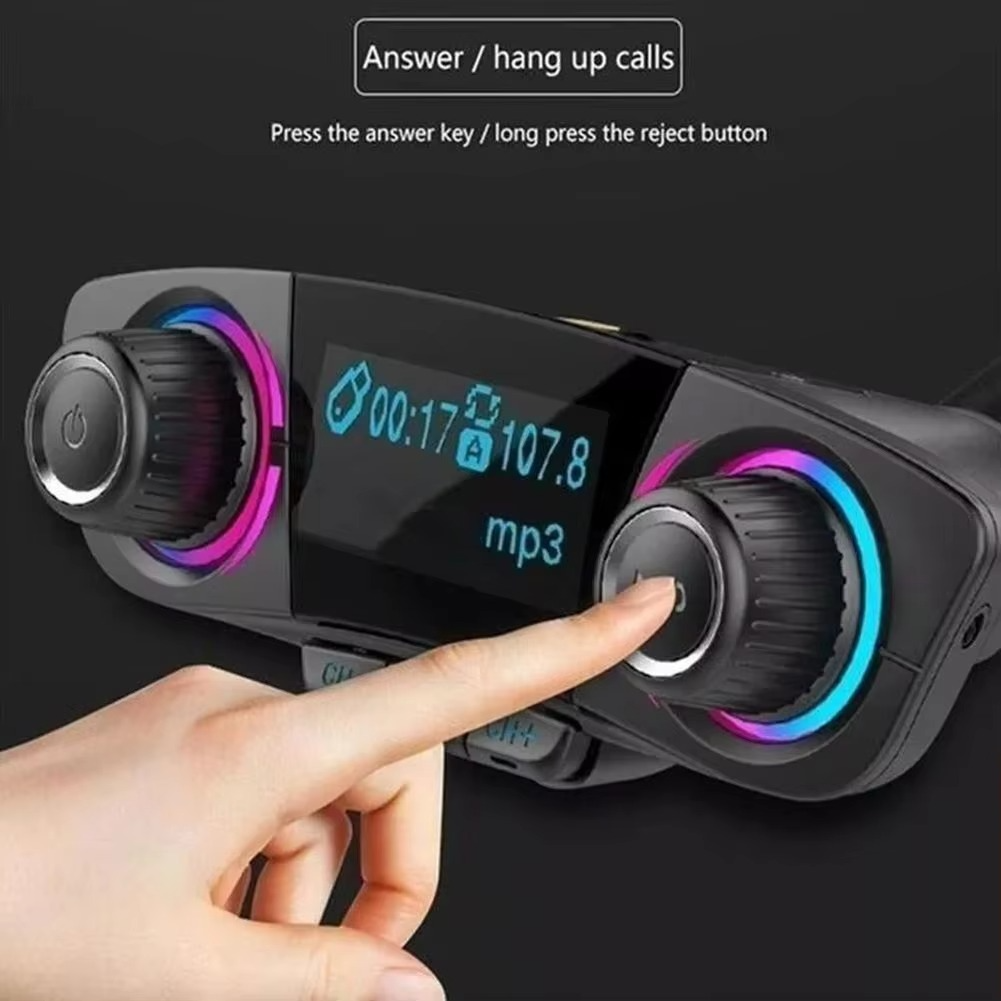 Wireless Car FM Adapter with Dual USB Charging and LED Screen