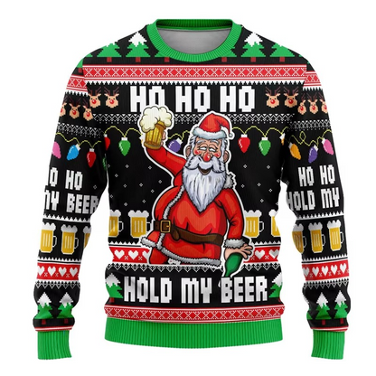 Humorous Xmas Tree Crew Neck Sweater for Men Women