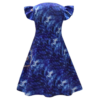 Spooky Girls Witch Dress with Detachable Sleeves and 3D Skirt