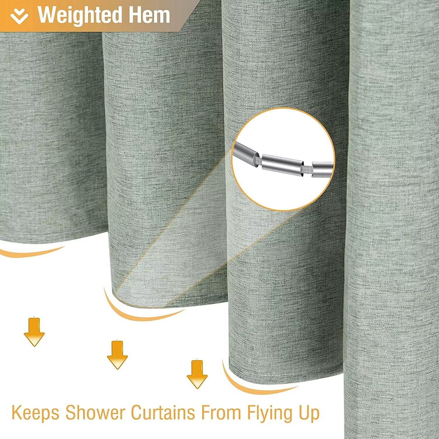 Premium Water Resistant Bathroom Curtain with Metal Rings