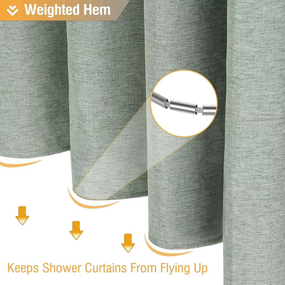 Premium Water Resistant Bathroom Curtain with Metal Rings
