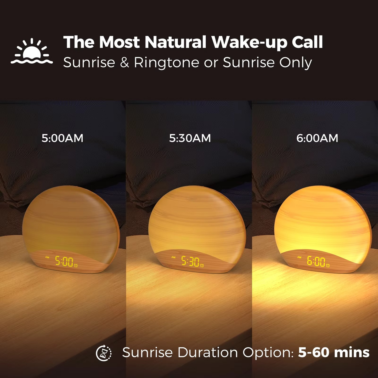 Colorful LED Wake Up Alarm Clock with Sounds