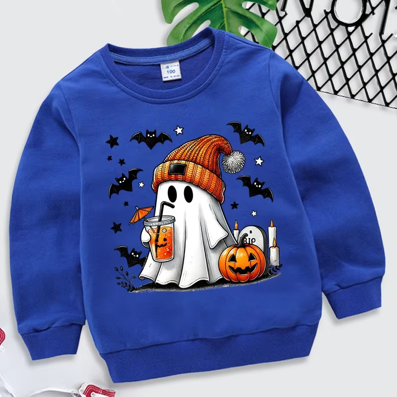 Spooky Fun Kids Halloween Sweatshirt with Ghost Design