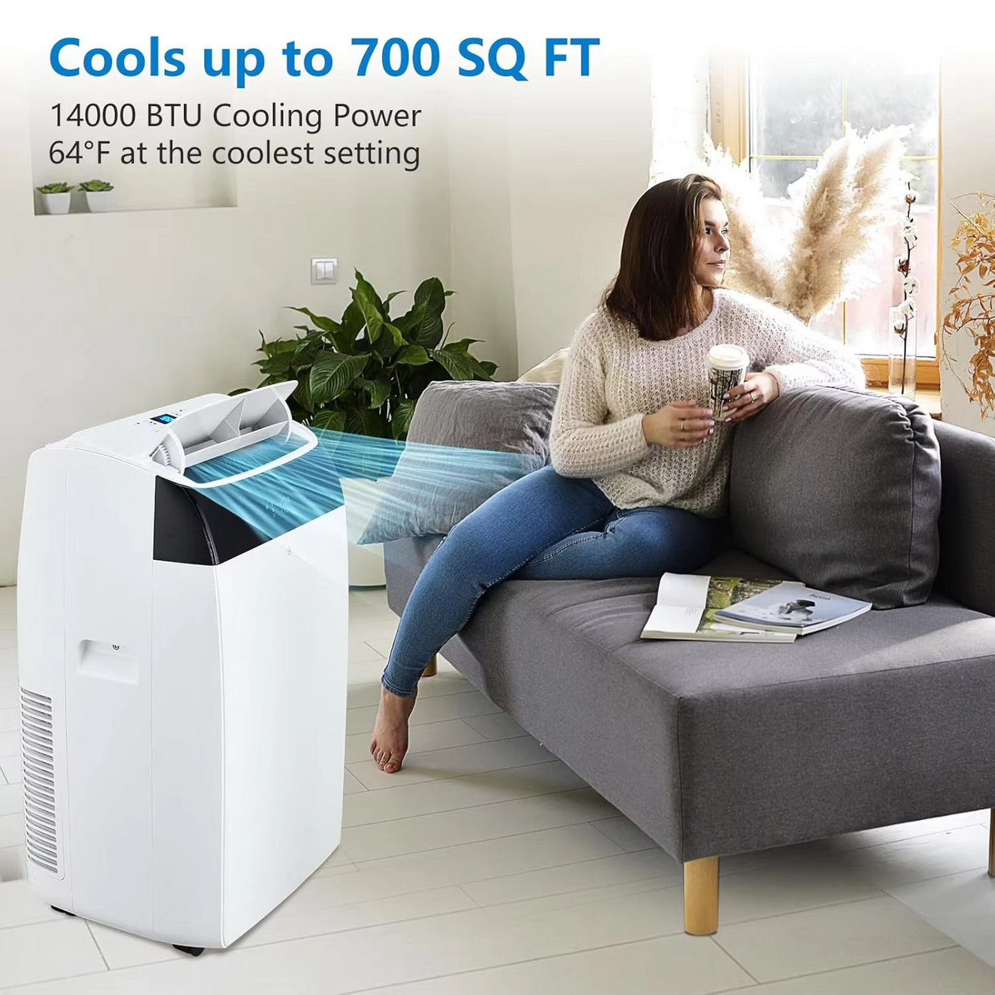 Compact 14000 BTU Portable AC Unit with Remote Control