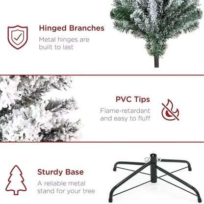 Frosted Pine Christmas Tree with Artificial Snow Decor