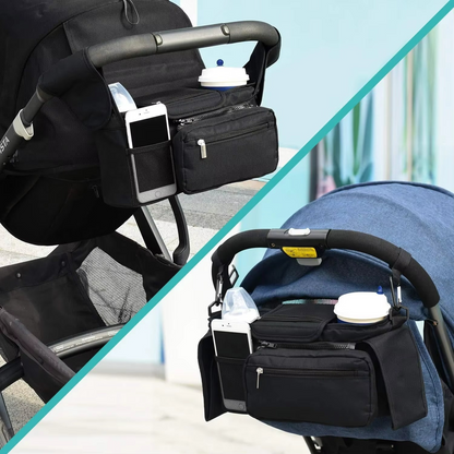 Spacious Baby Stroller Storage Bag with Pockets and Cups
