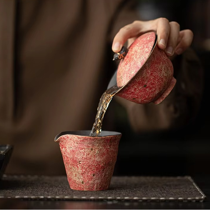 Delicate Handpainted Ceramic Tea Set with Lid