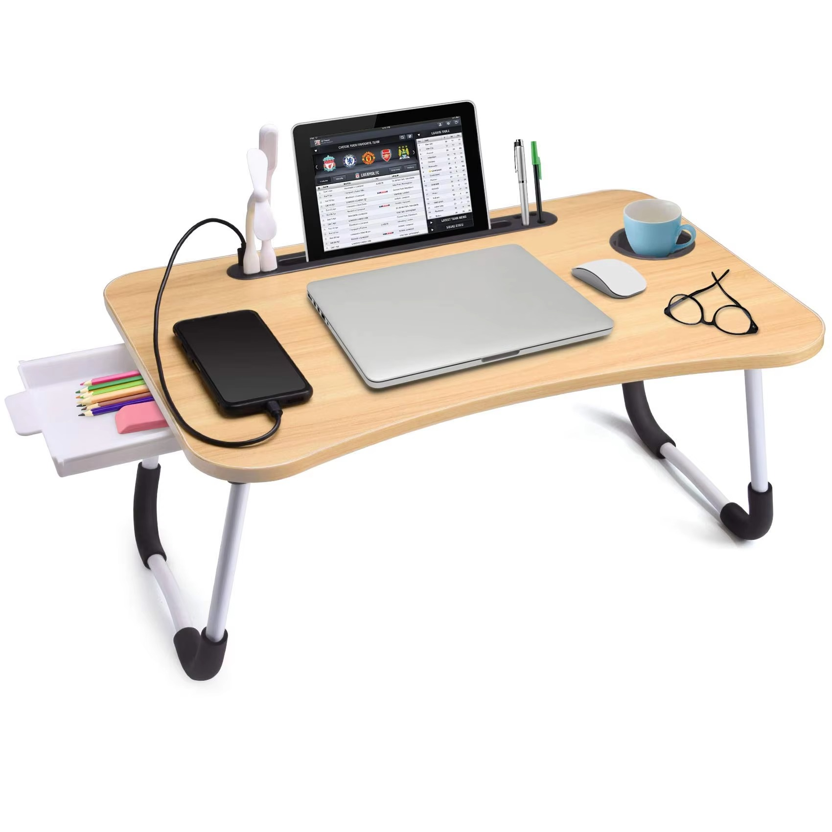 Compact Foldable Laptop Desk with USB Port and Fan - Hehif