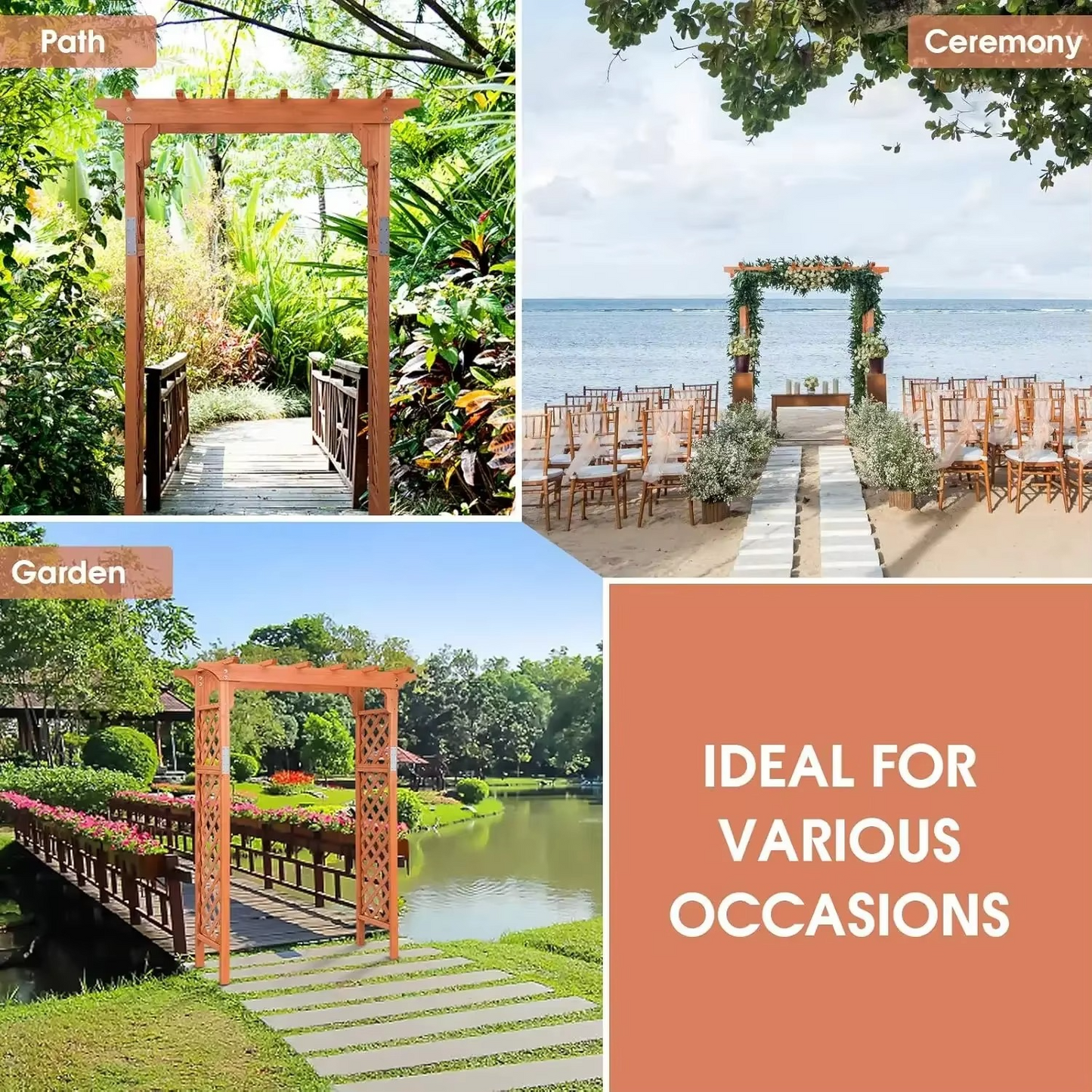 Rustic Wood Garden Archway for Outdoor Weddings and Patios