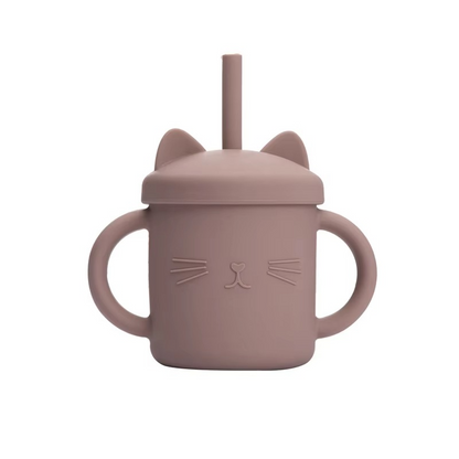 Cute Baby Silicone Sippy Cup with Easy Grip Handles